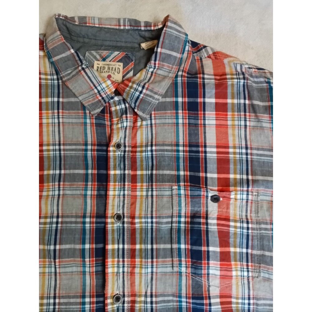 RedHead Brand Plaid Button front shirt size 3XL Short Sleeve Red Head
